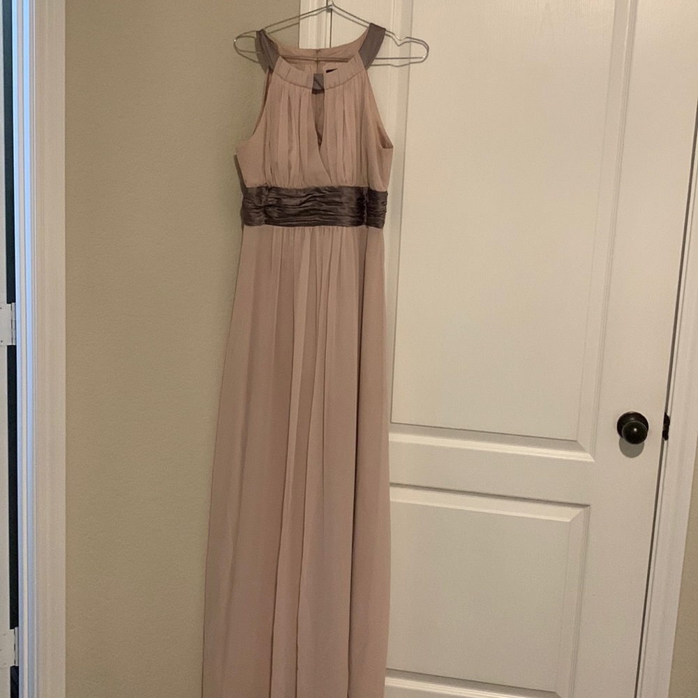 Jake*S Women’s long dress light pink and gray waist